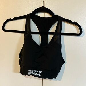 Pink black sports bra